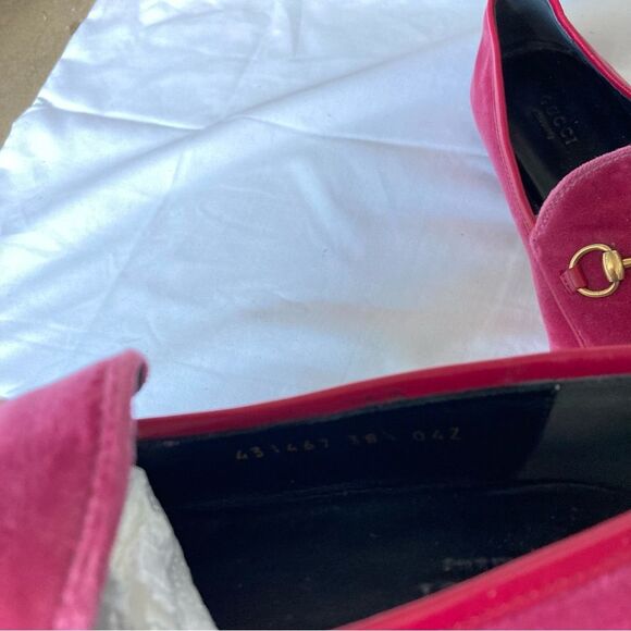 GUCCI 💕Pink 💕 Princeton Loafers Brixton Velvet Bit Loafers Sz. 38.5 - Picture 9 of 11